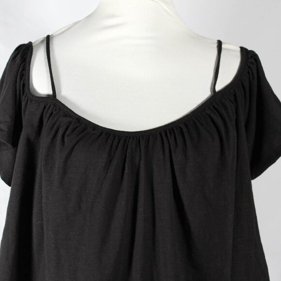 Vintage Y2K 2010s Bongo Black Cold Shoulder Flowy Blouse Size Large Boho Gothic - Picture 3 of 5